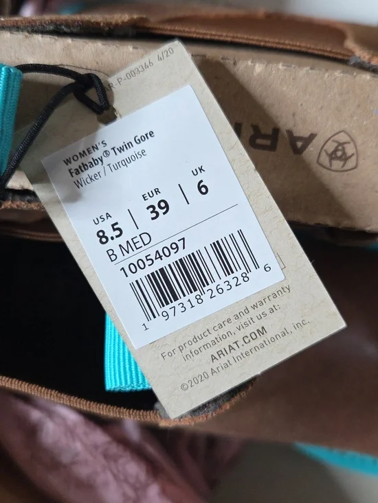 Ariat Fatbaby Twin Gore Wicker Turquoise Size 8.5 - Picture 5 of 15